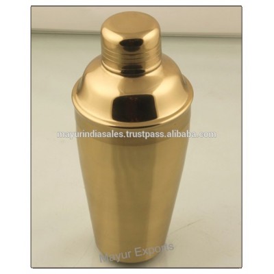 Stainless Steel Cocktail Shaker with Brass Finish