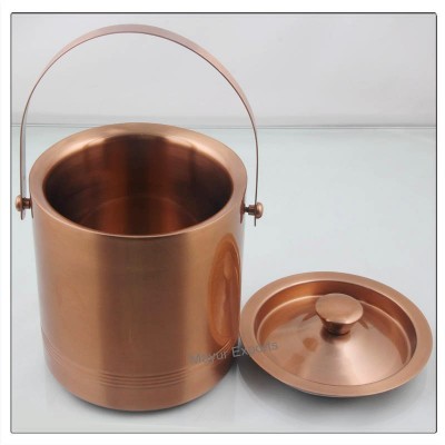 Stainless Steel Double Wall Ice Bucket with Copper Finish