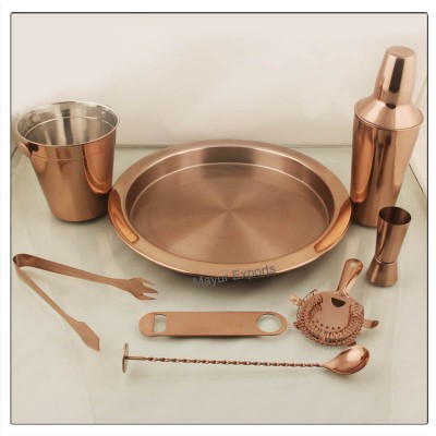 Stainless Steel Bar Set with copper finish